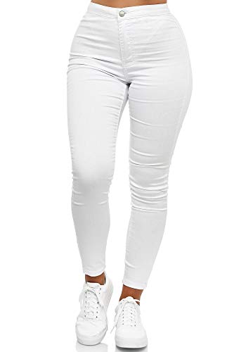 Elara Damen Jeans High Waist Slim Fit White 38 M, klassische stilvolle und zeitlose Jeans, vielseitig kombinierbar, 75 Baumwolle, 23 Polyester, 2 Elastan