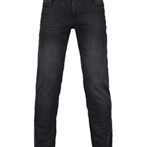 Hochwertige Straight Jeans für Herren, Regular-Fit Stretch, Business Anzug Freizeit, schwarze 36W/32L Größe