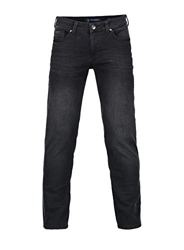 Hochwertige Straight Jeans für Herren, Regular-Fit Stretch, Business Anzug Freizeit, schwarze 36W/32L Größe
