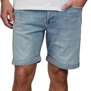 Herren Bermuda Shorts Jack & Jones Kurz Regular Fit JJIRICK Sommer Denim Einfarbig Größe:L Farbe:Blau Denim