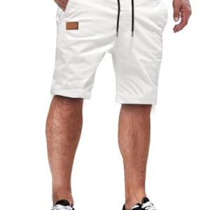 Herren-Smuggler aus hochelastischem Baumwollstoff für den Sommer mit elastischer Taille und Taschen in Weiß