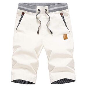 Herrenkurze Hosen Sommer Shorts Chino Baumwolle mit Tunnelzug Weiß 2XL - perfekte Sommerkleidung für den täglichen Gebrauch, atmungsaktiv und bequem