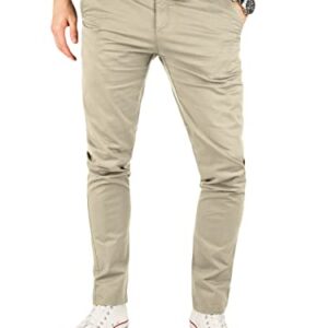 Herrenchino in beige, Business-Outfit, Casual-Look, Stretch-Baumwolltwill, Eingrifftaschen, Leistentasche, modisches Design, Zeitlos und elegant