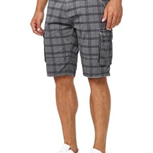 Herren Cargo Shorts mit Gürtel und Kunstleder-Logopatch, Sommerhose aus Baumwolle Iron Check für Männer
