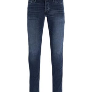 Herren Slim Fit Jeans von JACK & JONES, dunkelblau, Größe 36W / 32L, Slim Fit und Tapered Cut