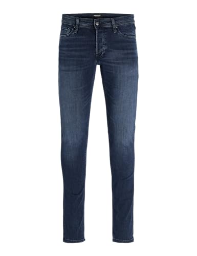 Herren Slim Fit Jeans von JACK & JONES, dunkelblau, Größe 36W / 32L, Slim Fit und Tapered Cut