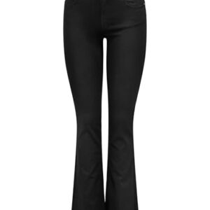 Schwarze flare-fitting Jeans mit mittlerer Taille und schwarzer Farbe, ideal für moderne Frauen