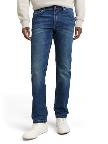 Herrenjeans von TOM TAILOR, Aedan Straight Fit, Mid Stone Wash Denim, 34W / 32L