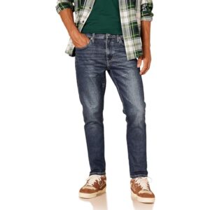 Amazon Essentials Herren Slim-Fit-Jeans - Auslauffarben, Dunkle Waschung, 38W / 34L. Komfortable Jeans in dunkler Waschung für den Alltag oder die Freizeit.