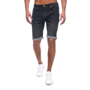 Kurze Hosen für Männer - Slim-Fit Jeans Shorts in Schwarz mit 5-Pocket-Style und Stretchanteil