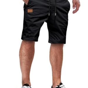 Herreneinweg Kurze Hosen Sommer Shorts Baumwolle Elastischer Taille mit Taschen Schwarz L