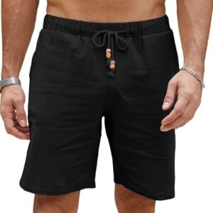 Klassische Leinenshorts für den Sommer von LVCBL, atmungsaktives Design, elastischer Bund mit Kordelzugverschluss und nachhaltige Herstellung