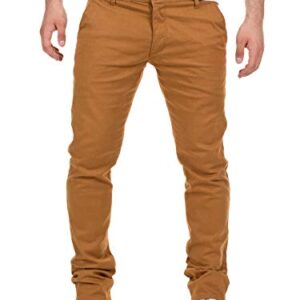 Herren Chino Hose in Braun (Camel Otter 181018) von Yazubi Dustin - atmungsaktiver Baumwollstoff