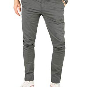 Graue Business-Chinohose mit Stretch und Slim-Fit aus Baumwolle von Yazubi Kyle