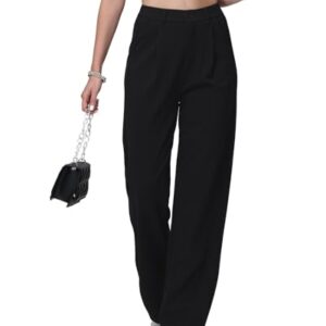 Schwarze weite Hosen mit Tasche für Damen, ideal für Geschäfts-Anlässe und Freizeit