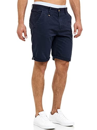 Herren Sommerhose aus Baumwollgemisch mit 5 Taschen, Bermuda Shorts für Männer in Blau Navy, L