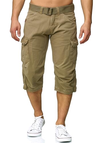 Herren Cargo Shorts in Grau aus Baumwolle inklusive Gürtel