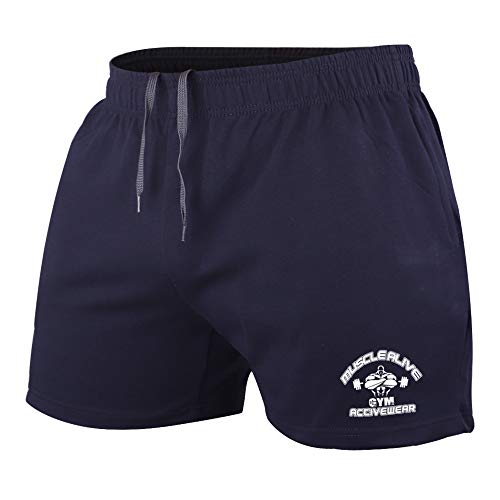Herren Bodybuilding Fitness Kurze Hose aus Frottee-Baumwolle, bequem und elastisch für Sport und Freizeit
