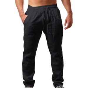 Elegante Leinenhose für Herren, lang und bequem zum Sommergehen oder im Urlaub tragen. Die Hose bietet viel Stauraum und ist mit Kordelzug versehen.