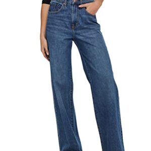 Only Female Jeans mit weitem Bein, hoher Taille und Weiterbeinschnitt. Komfortable 100% Baumwolljeans für den Alltag.