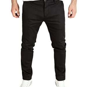 Schwarze Chino Hose von PITTMAN, Herren Slim Fit Chinohose, Männer Stoffhose Slim Fit, Schwarz (Black Meteorite 194008), W34/L34