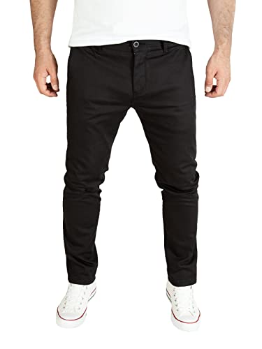 Schwarze Chino Hose von PITTMAN, Herren Slim Fit Chinohose, Männer Stoffhose Slim Fit, Schwarz (Black Meteorite 194008), W34/L34