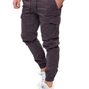 PITTMAN Darius Cargohose, graue Männer Cargo Hose mit Gummizug und Stretch Material für Herren