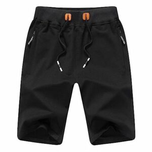 Herren Kurze Hosen Baumwolle Gym Fitness Sweatshorts Schwarz 1701 S - bequeme und leichte Trainingshose für Männer