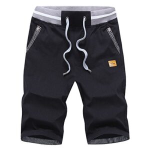 Kurze Hosen für Herren, Schwarz, XXL Größe, Sommer, Chino Gummizug, bequem und atmungsaktiv