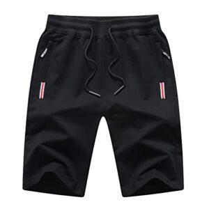 Herrene Short in Schwarz aus Baumwolle für Sport und Fitness, atmungsaktiv und leicht, perfekt für Laufen, Joggen, Camping oder Wandern