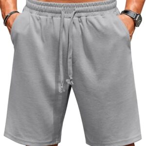 Herrenkurze Jogginghose in Hellgrau, Shorts mit Gummizug für Männern