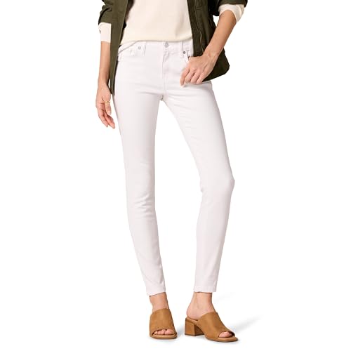 Damen Elastische Skinny-Jeans mit mittelhohem Bund in Weiß von Amazon Essentials, Klassische Jeans für Frauen, authentischer Five-Pocket-Style, sehr elastisch und bequem.