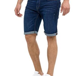 Herren Caden Jeans Short Hosen mit 5 Taschen und Used-Look, blau, XL
