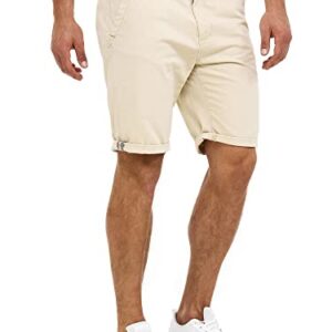 Indicode Herren Cuba Chino Shorts mit 5 Taschen aus Baumwollgemisch - Sommer-Shorts für Männer in Beige und Weiß, XXL Größe