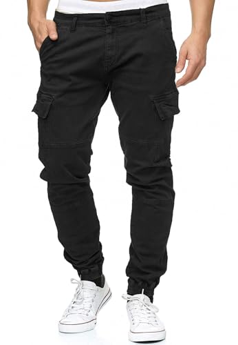 Herren Cargo-Pants aus Baumwolle mit 6 Taschen, schwarz, XL Größe, praktische und stilvolle Hose für Männer