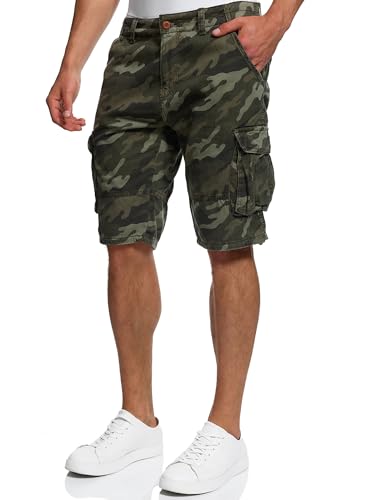 Herren Cargo-Shorts aus Baumwolle Dired Camouflage, inkl. Gürtel - Sommerhosen für Männer - INDICODE