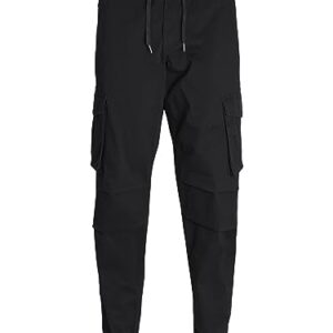 Herren Cargohose von JACK & JONES, schwarze Hose mit Kordel, bequemer Fit, perfekt für Alltag und Feierlichkeiten