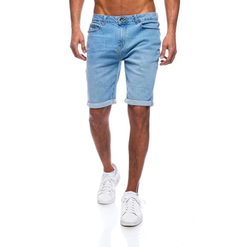 Herren kurze Hosen, Slim-Fit Jeans-shorts mit 5-Pocket-Style und Stretch-Material für Männer in Hellblau, 38W Größe