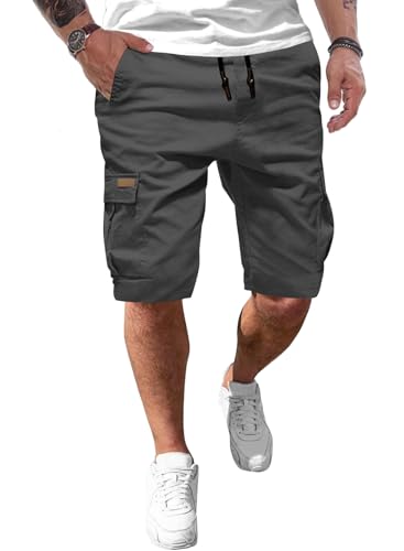 Kurze Hosen Herren Baumwolle Cargo Shorts Herren Sommer Freizeithose mit Taschen Dunkelgrau 3XL - Bequeme und atmungsaktive Hose für den Sommer