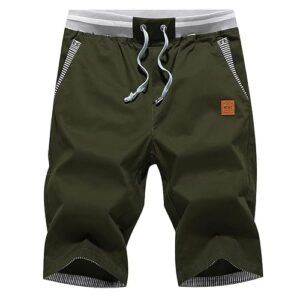Herrenkurze Hosen Sommer Chino Gummizug Grün L