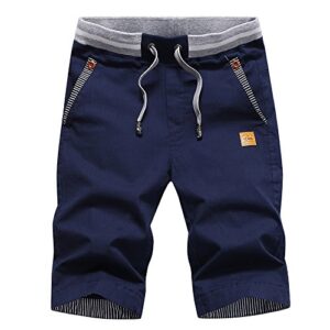 Kurze Hosen für Herren, Sommer-Chinos mit Gummizug, Blaue Shorts von Tansozer
