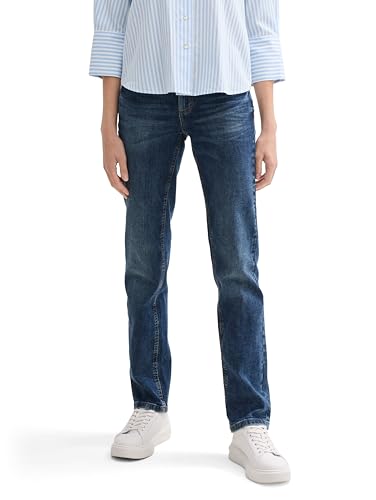 TOM TAILOR Damen Jeans in Mid Stone Wash Denim, 30W / 30L EU, bequeme Five-Pocket-Jeans mit geradem Bein und seitlichen Eingriffstaschen