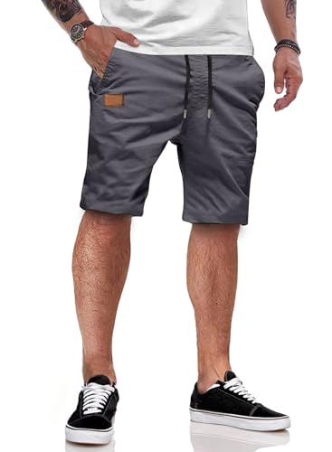 Kurze Hosen für Herren, Sommer Shorts aus Baumwoll-Material mit elastischer Taille und Taschen.