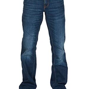Modische und bequeme Jeanshose von Mustang in Stretch-Denim, Oregon-Bootcut-Style, Mid-Blue-Farbe, Größe W33 L34