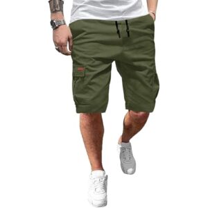 Cargo Shorts für Herren, Sommer Cargohose, Baumwolle, Freizeithosen für Männer, kurze Hosen mit elastischer Taille und Tunnelzug.