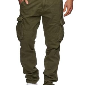 Herren Cargohose aus Baumwolle mit 7 Taschen und Gürtel, Outdoor-Hose Army XL, bequem für Alltag und Urlaub