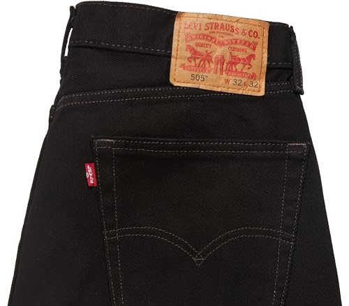 Levi's Herren 505 Reguläre Fit Straight-Jeans in Schwarz, Größe 36W / 32L