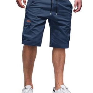 Perfekte Sommershorts für den Alltag, kurze Shorts aus Baumwolle und Elasthan mit 6 Taschen, dunkelblaue Farbe, Größe XL
