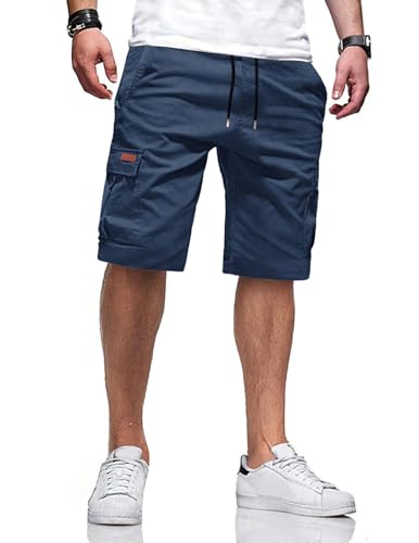 Perfekte Sommershorts für den Alltag, kurze Shorts aus Baumwolle und Elasthan mit 6 Taschen, dunkelblaue Farbe, Größe XL
