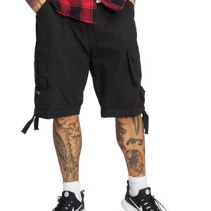 Brandit Savage Vintage Gladiator Shorts in Schwarz, 4XL Größe. Abenteuerlustige und coole Short für den täglichen Einsatz. Authentischer Vintage-Look mit breitem Baumwollgürtel und Hosenschlitz.